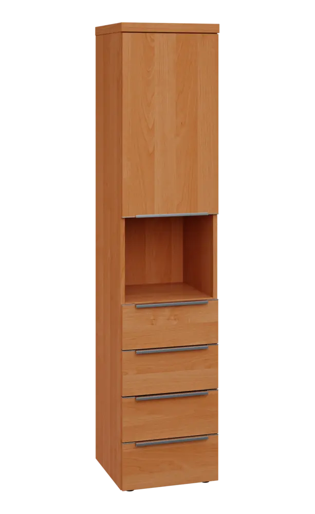 SIN 5 - 44ZND kancelářská skříň, 4-zásuvková/nika, 1-dveřová, pravá, 1820x400x400, olše jantar